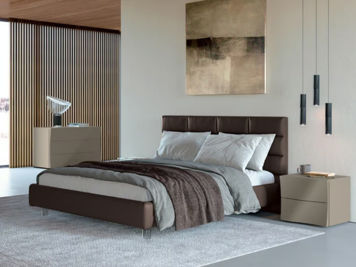 KIM - Upholstered Imitation leather bed with high headboard _ Febal Casa